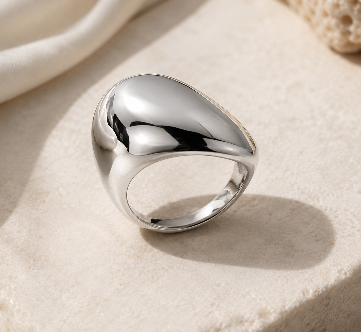 Bold Glossy Dome Ring – Chunky Gold & Silver Statement