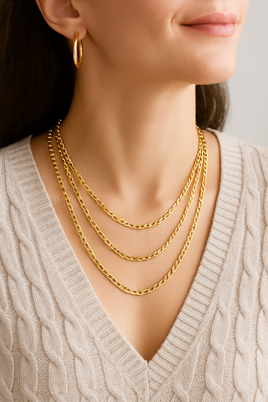 Figaro Chain Necklace – 18K Gold & Silver Stainless Steel | 3mm & 4mm