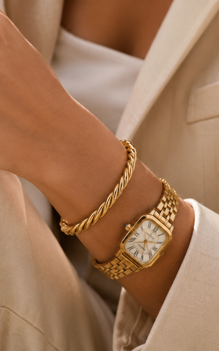 The Alessandra 18K PVD Twisted Cuff Bracelet