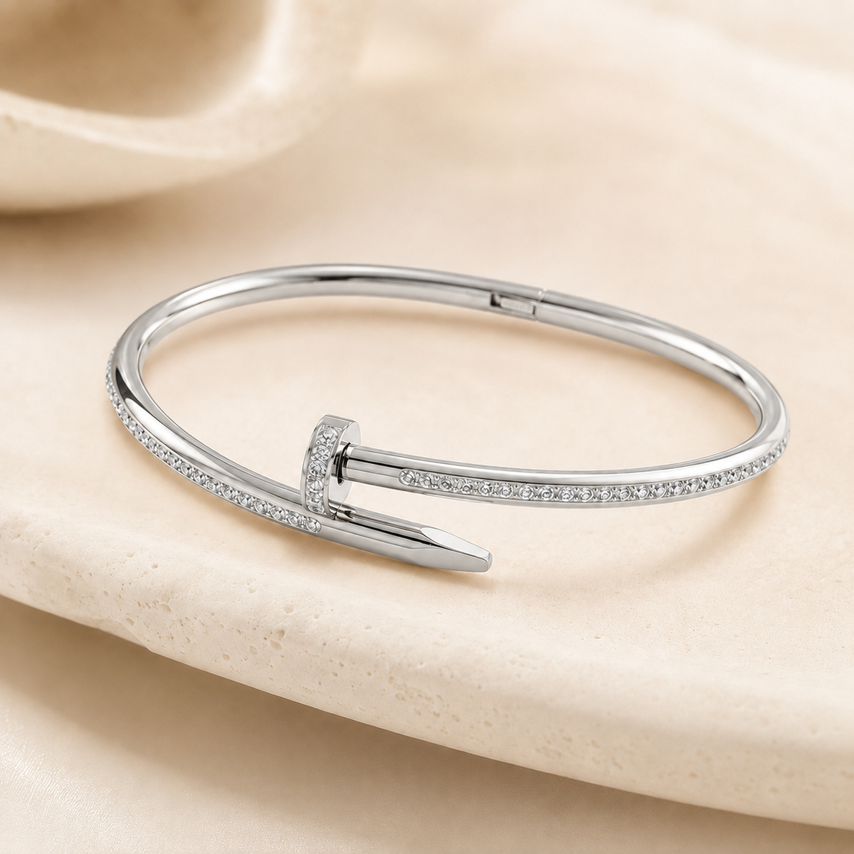 The Alessia Crystal Nail Bangle – 18k Gold or Silver