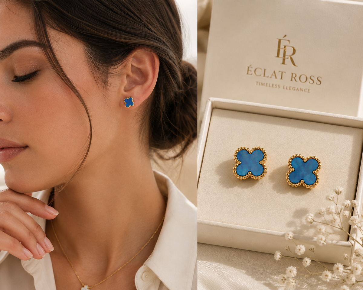 The Céleste Blue Clover Stud Earrings
