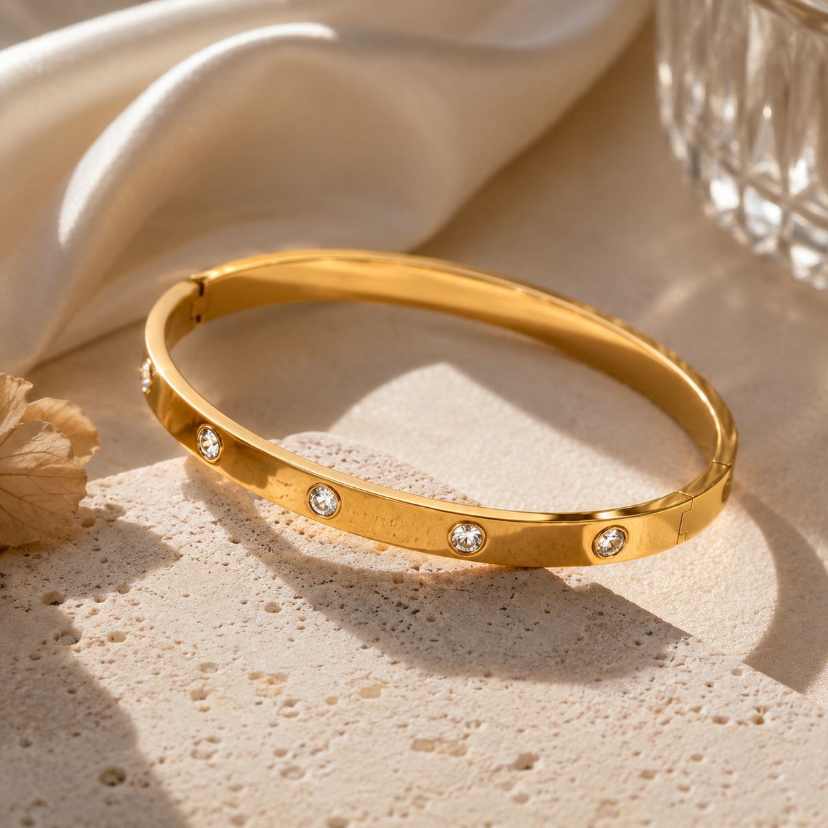The Celeste Crystal Bangle – 18K Gold Plated