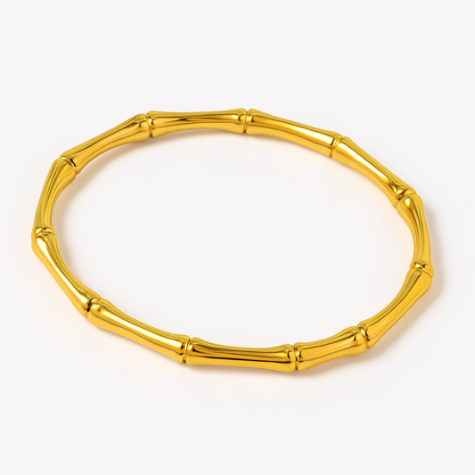 Bamboo Bangle – 18k Gold-Plated Titanium Steel