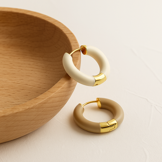 Enamel Luxe Hoops – 18k Gold-Plated Stainless Steel Earrings