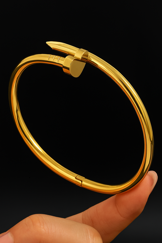 Love Nail Bangle – 18k Gold-Plated Titanium Steel- Heart Shape.