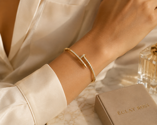 The Alessia Crystal Nail Bangle – 18k  Gold or Silver