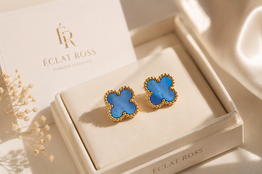 The Céleste Blue Clover Stud Earrings