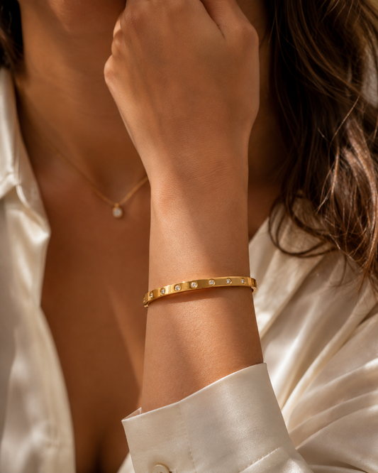 The Celeste Crystal Bangle – 18K Gold Plated